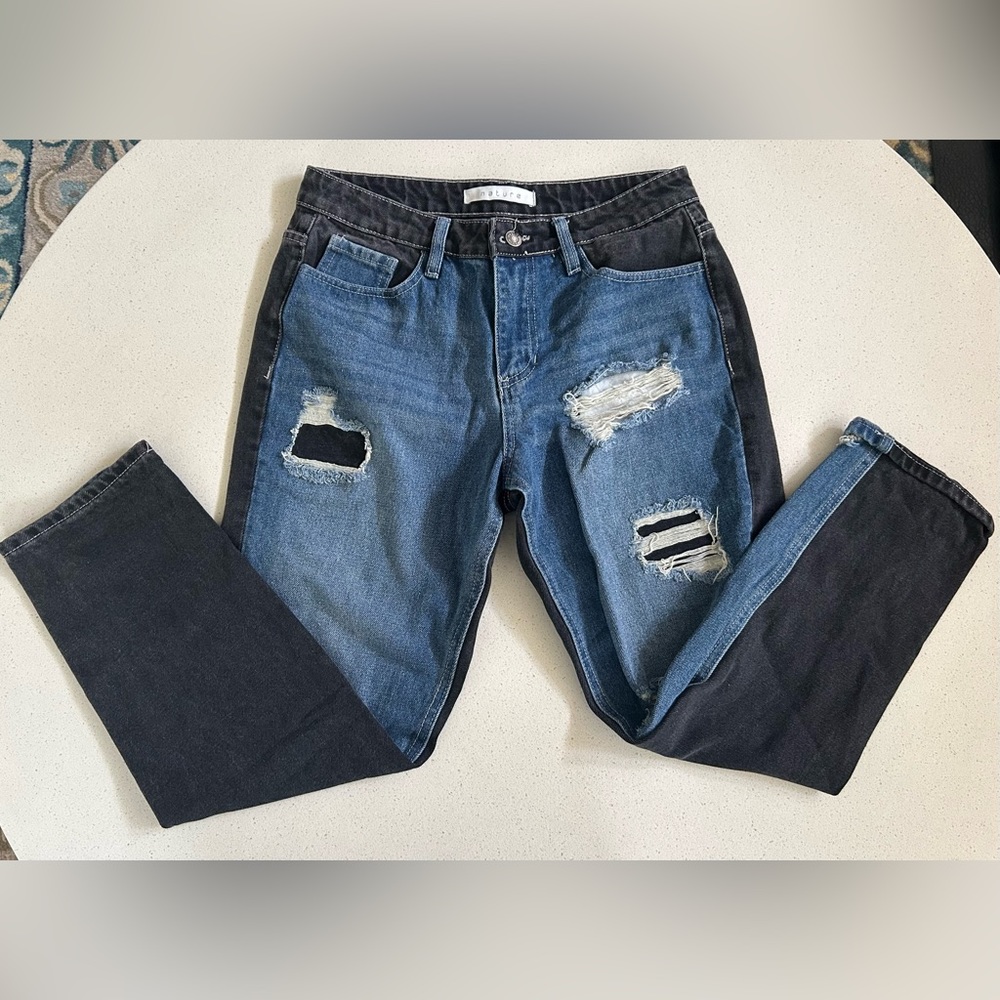 Multicolored denim jeans